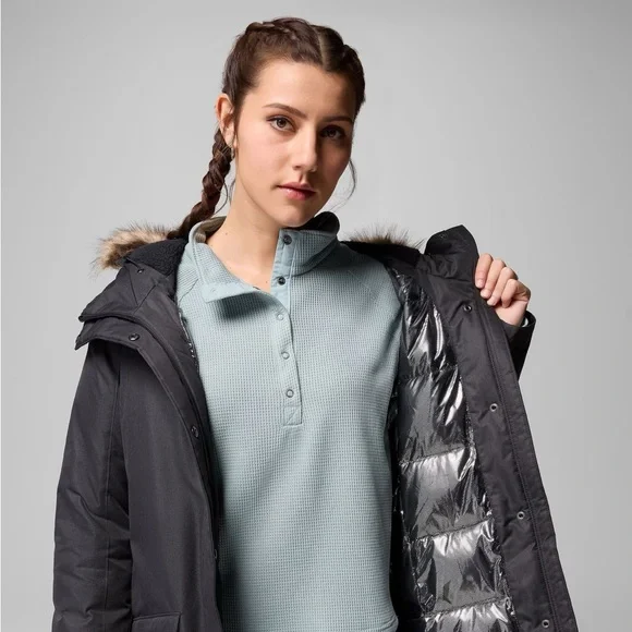 EUC Columbia Women's Suttle Mountain™ Long Insulated Jacket • M • Black/Charcoal - Picture 9 of 14